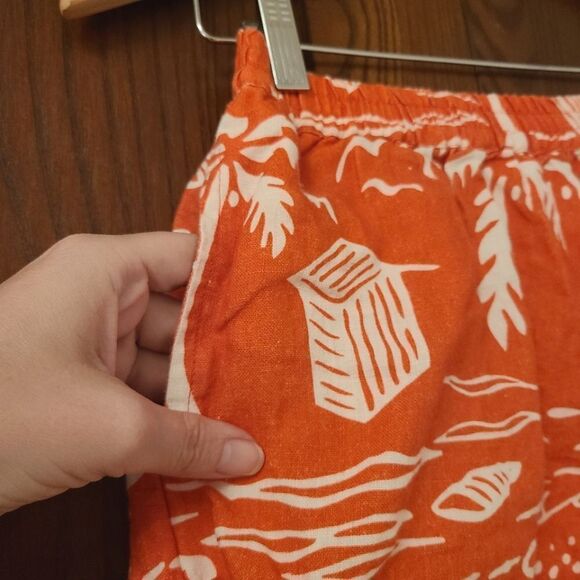 Place Nationale Lebre 100% Linen Shorts in Red Seashore Size Small No Belt - Picture 3 of 6